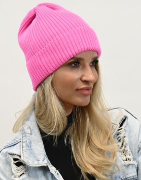 Классическая шапка модного цвета Neon Pink N1.