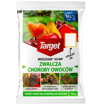 TARGET MIEDZIAN 50WP ZWALCZA CHOROBY OWOCÓW 100G PARCH RAK ZARAZA