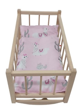 KOŁYSKA DLA LALEK DREWNIANA DLA LALKI +POŚCIEL 3EL