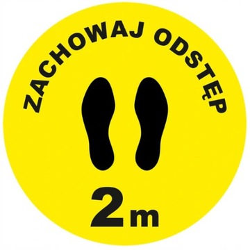 Naklejka ZACHOWAJ ODSTĘP 2m BEZPIECZNA ODLEGŁOŚĆ