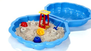 PIASKOWNICA BASEN DUŻA muszla zamykana pokrywa 2 el. + WIADERKO ZABAWKI