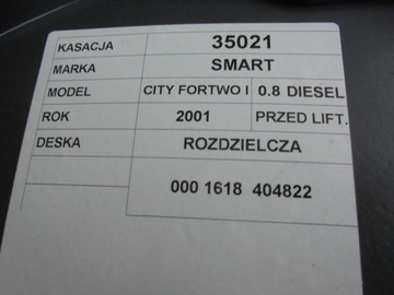 DESKA ROZDĚLOVAČE SMART FOURTWO I 0,8D 0001618
