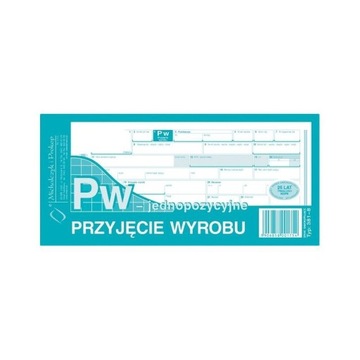 DRUK PRZYJĘCIE WYROBU PW 381-8 JEDNOPOZYCYJNE