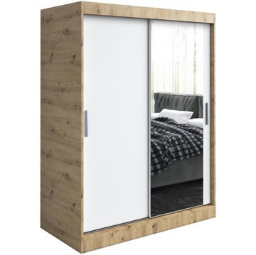 Szafa przesuwna 150cm 2 wnętrza ARTISAN + BIAŁY