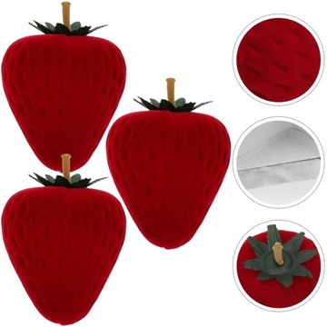 Uchwyt na biżuterię Kolczyk w kształcie kolczyka Pudełko na truskawki Czerwone 3 szt