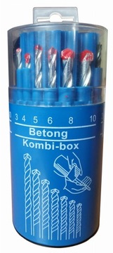 Komplet wierteł do betonu drewna stali 3-10mm 18el