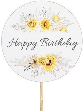 Topper Okrągły do Bukietu *Happy Birthday* wzór 14