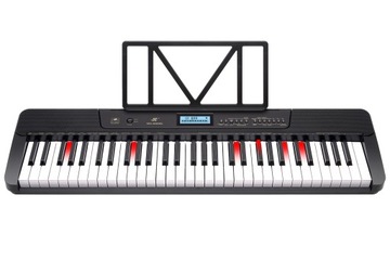 Keyboard Organy pianino Podświetlane klawisze NAUKA GRY + STATYW + NAKLEJKI