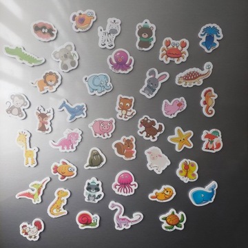 Магниты на холодильник Магнит x 40 Животные для детей Набор 40 шт + банка