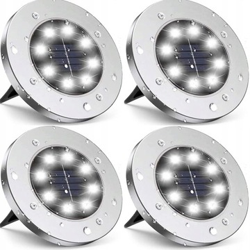 LAMPKI SOLARNE GRUNTOWE OGRODOWE DISK LIGHT 4 SZT.