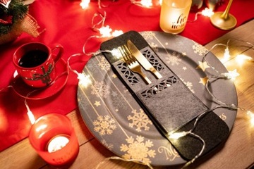 Рождественские чехлы для столовых приборов, серый футляр, 4 шт., Рождество для вечеринки