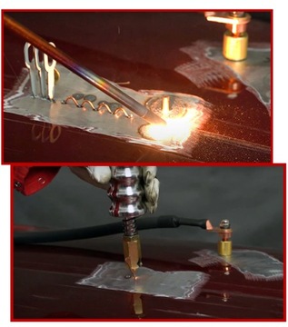 Сварщик вмятин SPOTTER.Проволока из гофрированного листового металла.