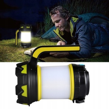 MOCNA LATARKA AKUMULATOROWA BIWAKOWA SZPERACZ LED POWERBANK USB HECKERMANN