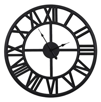 Zegar czarny metalowy loft na ścianę wiszący gruba rama 60cm