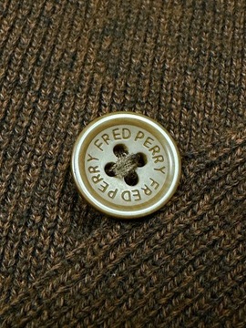 FRED PERRY Wełniany Sweterek z Kołnierzem Męski Merino Wool Logowany r. M