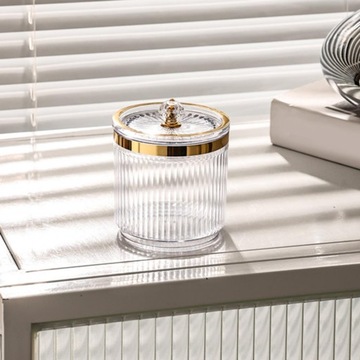 Банка-держатель для ватных палочек для макияжа с крышкой для