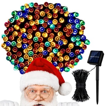 LAMPKI CHOINKOWE ŚWIĄTECZNE SOLARNE 200 LED ZEWNĘTRZNE MULTIKOLOR