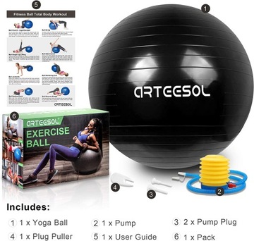 МЯЧ ДЛЯ ФИТНЕСА 65СМ ЧЕРНЫЙ ARTEESOL