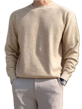 SWETER MĘSKI BEŻOWY Z DŁUGIM RĘKAWEM CASUAL L ŁLA