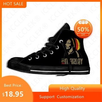wysokie buty płócienne Legend Bob Marley Reggae Star Rasta Music Funny Fash