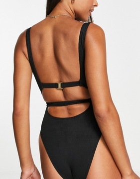 SOUTH BEACH CZARNE MONOKINI PRĄŻKI CUT OUT (36)