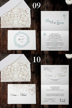 Zaproszenia ślubne personalizowane-wycinane laserowo koronka PAPIER PERŁOWY