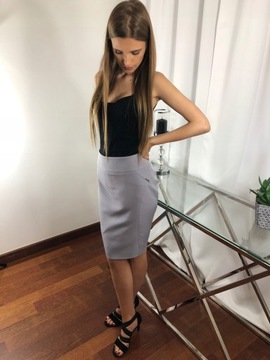 SPÓDNICA OŁÓWKOWA Z PODSZEWKĄ SZARY R.44