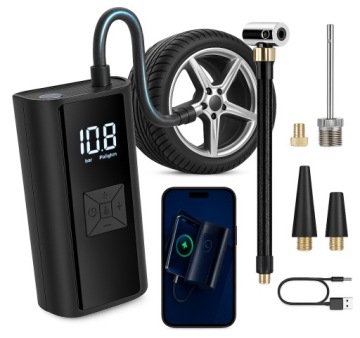 KOMPRESOR SPRĘŻARKA Samochodowy Akumulatorowy POMPKA ROWEROWA ELEKTRYCZNA