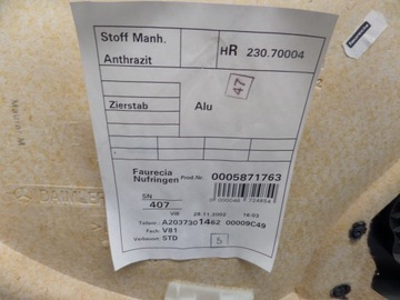 ОБИВКА БОКОВОЙ ДВЕРИ ЗАДНЯЯ ПРАВАЯ MERCEDES-BENZ C CLASS W203