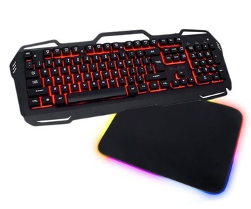 ИГРОВАЯ КЛАВИАТУРА СО СВЕТОДИОДНОЙ ПОДСВЕТКОЙ ДЛЯ ГЕЙМЕРОВ СТАЛЬНАЯ USB ТИХАЯ ЧЕРНАЯ