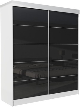SZAFA PRZESUWNA GARDEROBA - SEOUL 2D 140CM BIAŁA PRZESUWNA LACOBEL CZARN