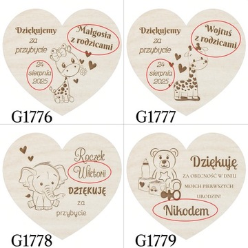 Podziękowania dla gości na CHRZEST Święty Roczek MAGNES magnesy ANIOŁEK