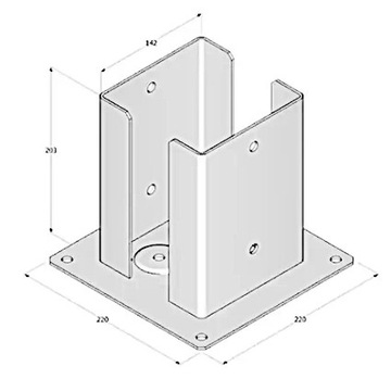 Podstawa słupa drewnianego przykręcana do betonu wspornik stopa 140x140 MM