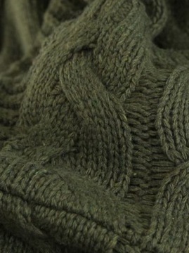 KARDIGAN SWETER DŁUGI PLECIONY Z KIESZENIĄ ZIELONY