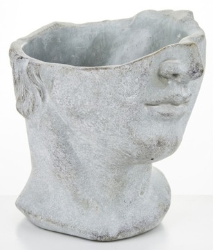 ЦВЕТОЧНЫЙ ГОРШОК КРЫШКА ГОЛОВЫ БЕТОННАЯ СКУЛЬПТУРА ВИНТАЖНАЯ АНТИЧНАЯ ВЫСОТА 19 СМ