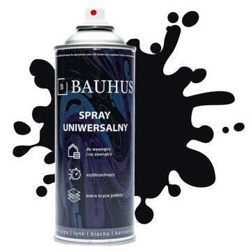 LAKIER W SPRAYU CZARNY FARBA SPRAY EMALIA RAL 9005 POŁYSK