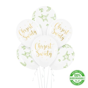 Balony na Chrzest Święty Białe dekoracje - 6 szt
