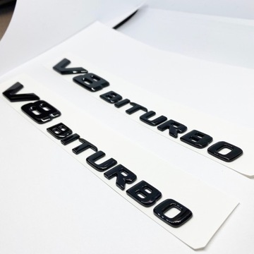 Mercedes V8 BITURBO emblemat znaczek czarny G KLASA C63 S63 E63 SL63 (para)