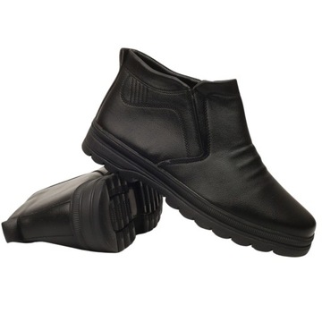 BUTY MĘSKIE ZIMOWE CZARNE ŚNIEGOWCE OCIEPLANE