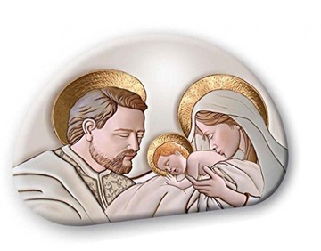 Pamiątka Obrazek Świętej Rodziny 15x21cm Brokat PREZENT POD CHOINKĘ ZŁOTY