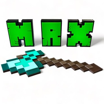 3D топор в стиле MINECRAFT. Наклейка для украшения комнаты.