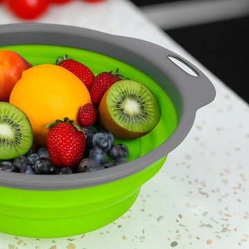 Складной силиконовый дуршлаг, сито, ситечко, сушилка с гибкими ручками.