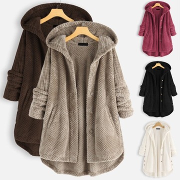 Women Long Fleece Hoodie Coats Autumn Winter Long