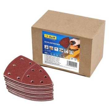 Шлифовальная бумага на липучке для дельта-шлифовальных машинок 105х152 мм S&R набор 60 шт.