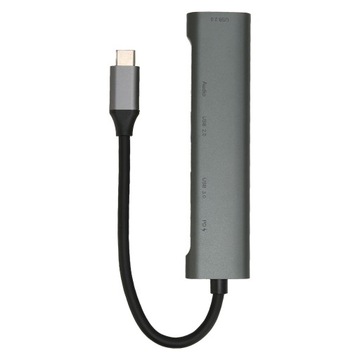 Hub USB C 5 w 1 do słuchawek 3.5mm i multiportów do biura i podróży