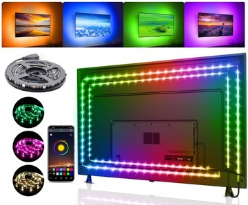 Taśma LED RGB 3m USB TV BLUETOOTH APLIKACJA KOLOROWA GLOWLED PAMIĘC KOLORU