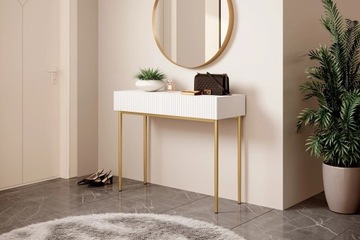 СОВРЕМЕННЫЙ КОНСОЛЬНЫЙ СТОЛИК ДЛЯ МАКИЯЖА, БЕЛЫЙ, 2 ящика, НИКОЛЬ ГЛАМУР