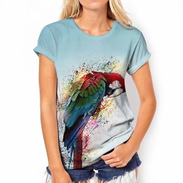 Fashion T-shirts For Women Gradient Parrot Tops Te