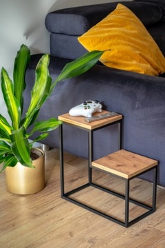 МЕТАЛЛИЧЕСКАЯ ПОДСТАВКА ДЛЯ ЦВЕТОВ LOFT ПОДСТАВКА ДЛЯ 2 РАСТЕНИЙ - ДУБ БЕЛЫЙ CRAFT