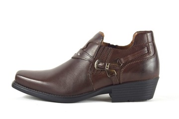 КОРОТКИЕ КОЖАНЫЕ КОВБОЙСКИЕ БОТИНКИ МУЖСКИЕ, КОРИЧНЕВЫЕ LEMI 681